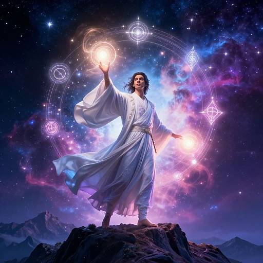 Celestial Mage Casting Cosmic Spells