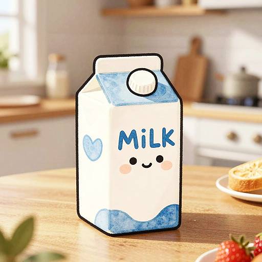 Vibrant Watercolor Milk Carton Illustration