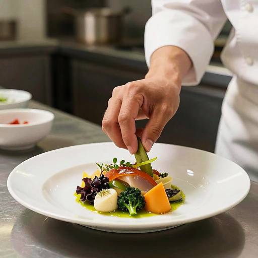 Skilled Chef Plating Gourmet Dish