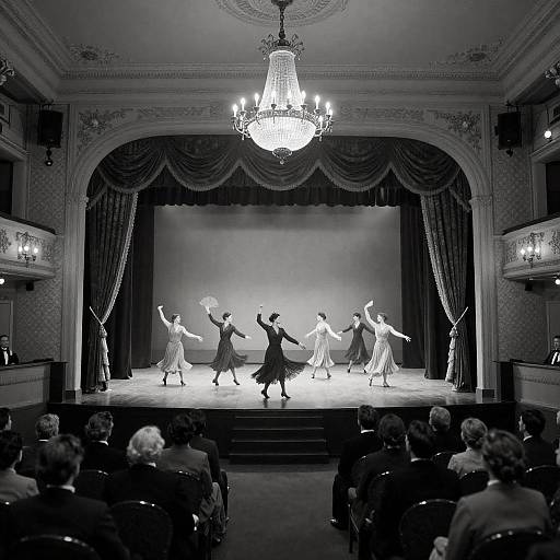 Monochrome 1920s Theater Stage Performance