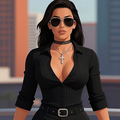 Confident Woman in Aviator Sunglasses