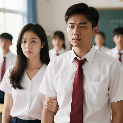 Intimate Moment Amidst a Busy Scene