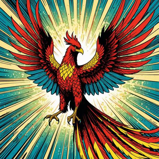 Vibrant Comic-Style Phoenix Illustration