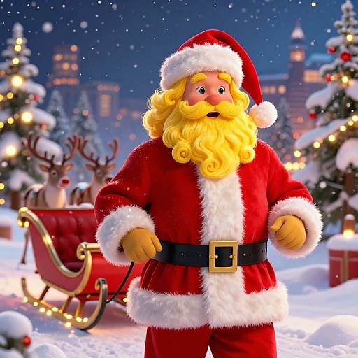 Vibrant Yellow-Bearded Santa Claus