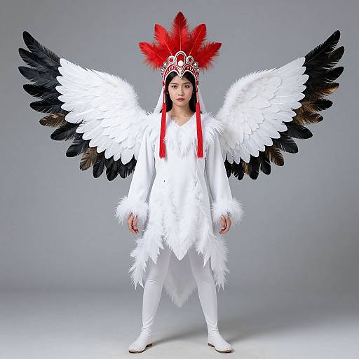 White Feathered Hawk Wings Costume