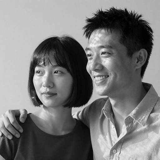 Smiling Couple in Artistic Black-and-White
