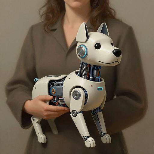 Cyberpunk Robot Dog in Divine Embrace