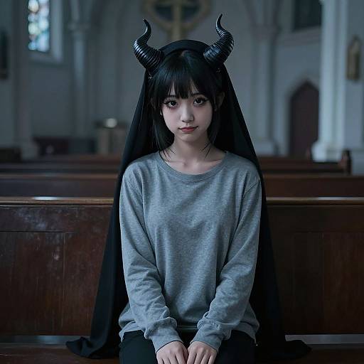Photorealistic Succubus at Church Pew