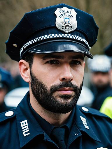 Serious Male Police Officer Portrait