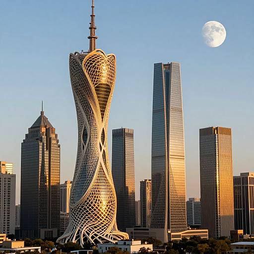 Futuristic Woven Hourglass Skyscrapers