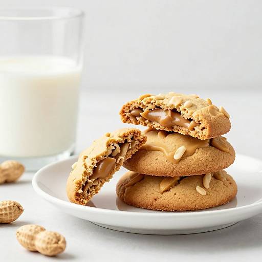 Golden Peanut Butter Cookies with Milk