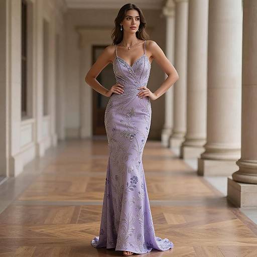 Elegant Woman in Purple Gown