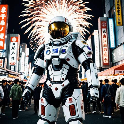 Space Ambassador in Battle Suit at Shinjuku Night Market
