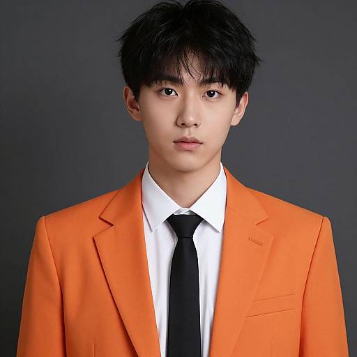 Realistic Portrait of Man in Tangerine Suit