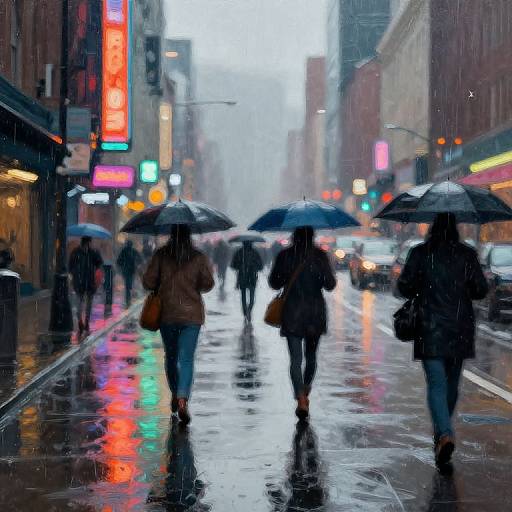 Rainy City Street Impressionism