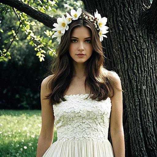 Elegant Outdoor Costume with Floral Accents