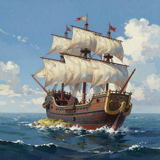 Pirate Ship Island Matte Painting