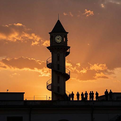 Surreal Spiraling Clocktower at Sunset