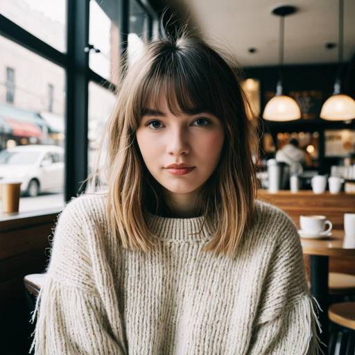 Chic Wispy Fringe in Urban Coffee Shop