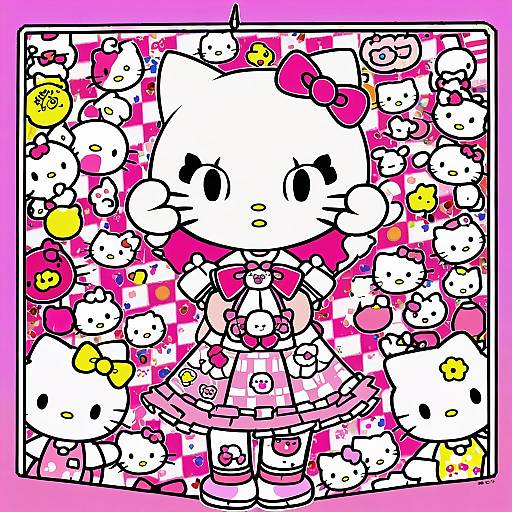 Illustration of Hello kitty (character), sanrio in the style of Artsy-rc