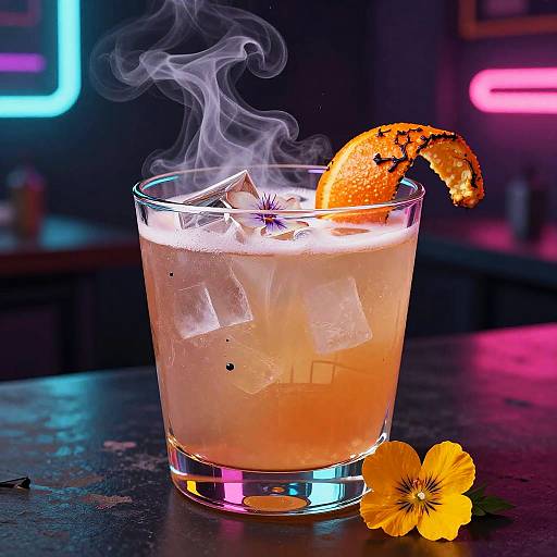 Neon Cyberpunk Mezcal Cocktail Illustration