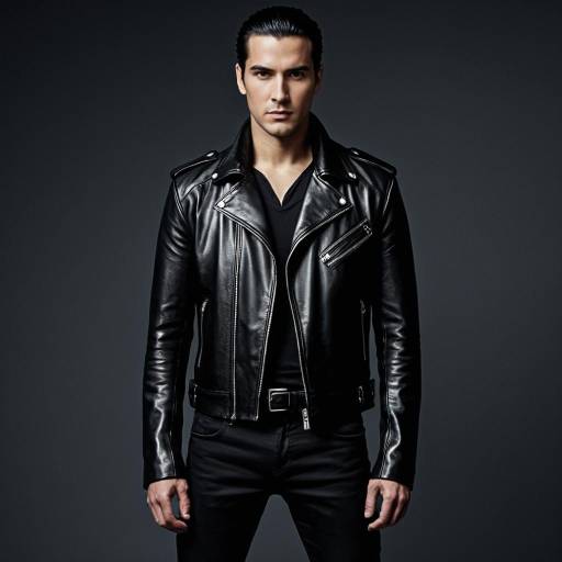 Stylish man in black leather jacket