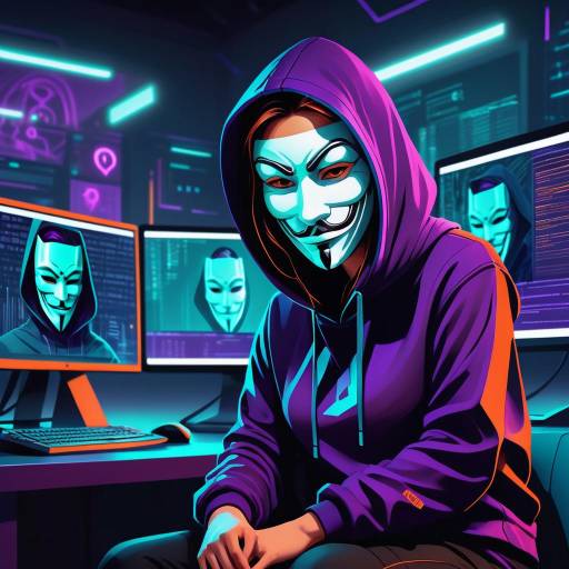 Mysterious Hacker Woman in Vibrant Colors Mysterious Hacker Woman in Vibrant Colors