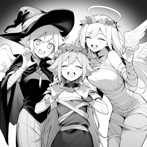 Monochrome Halloween Costume Character Design