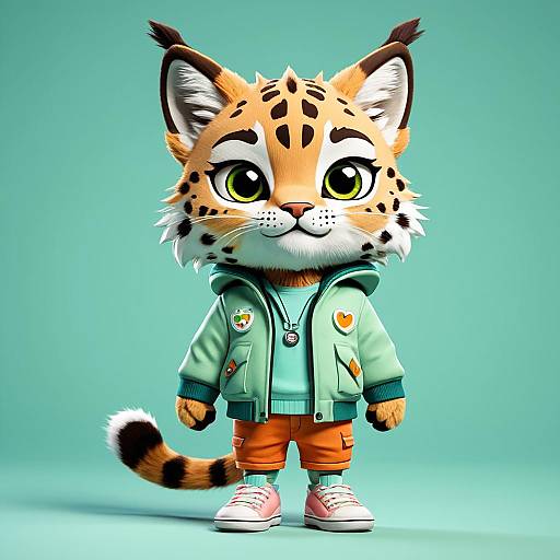 Cute 3D Cartoon Lynx Character