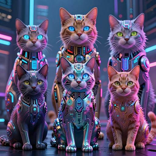 Futuristic Neon Cyberpunk Cats