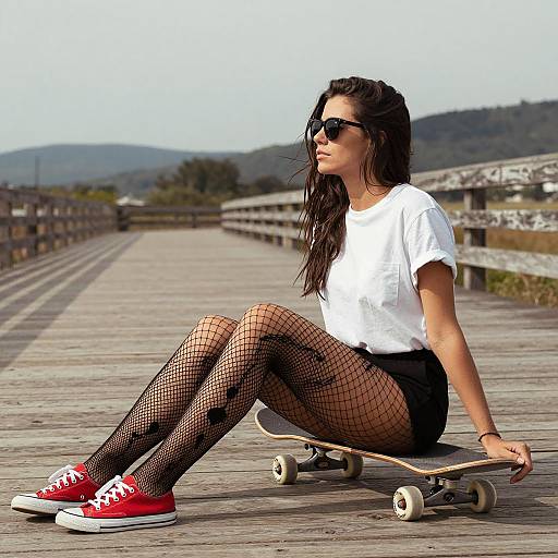 Vintage Vibes: Skateboard Relaxation Scene