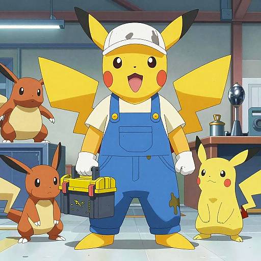 Pokémon Mechanic in Busy Garage