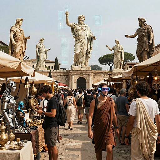 Roman Cyberpunk Marketplace Scene