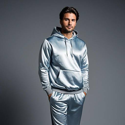 Stylish Man in Satin Tracksuit Portrait