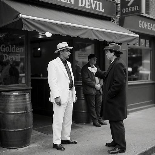 Vintage Street Scene Outside Golden Devil Bar