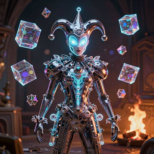 Neon Bioluminescent Futuristic Jester