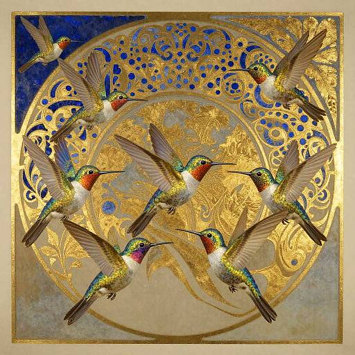 Kinetic Art Nouveau Hummingbird Design