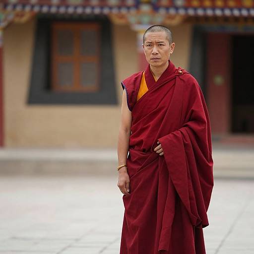Monk in Traditional Red Robe