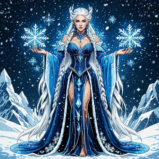 Noble Ice Sorceress with Frosty Snowflakes