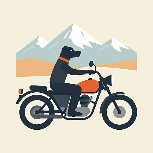 Dog on Motorcycle Logo Vector