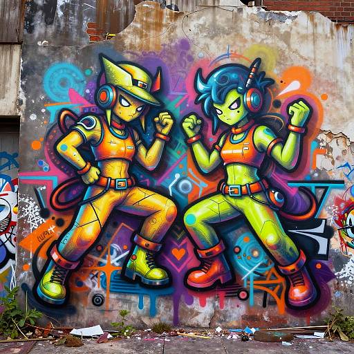 Gemini Symmetrical Cyberpunk Graffiti