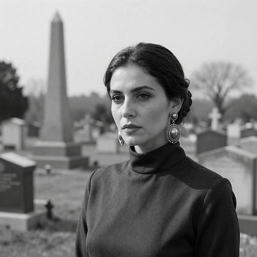 Elegant Woman in Cemetery Portrait