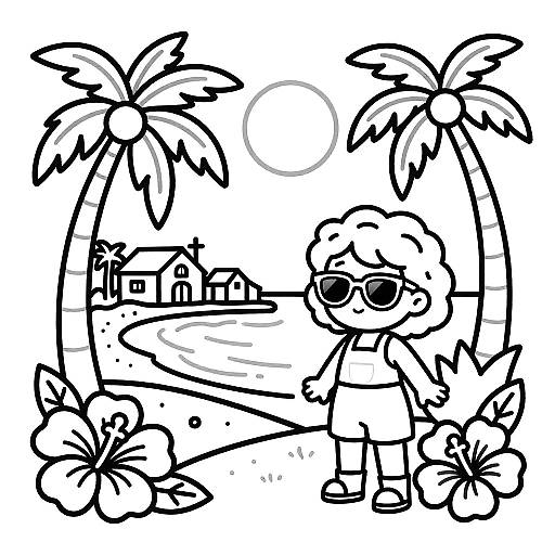 Linear Cubism Caribbean Coloring Art