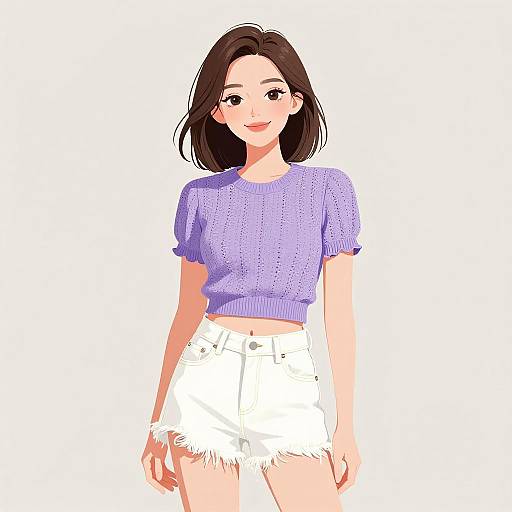 Smiling Woman in Lilac Chic Outfit