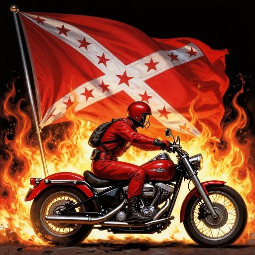 Frazetta Style Confederate Motorcycle Rider