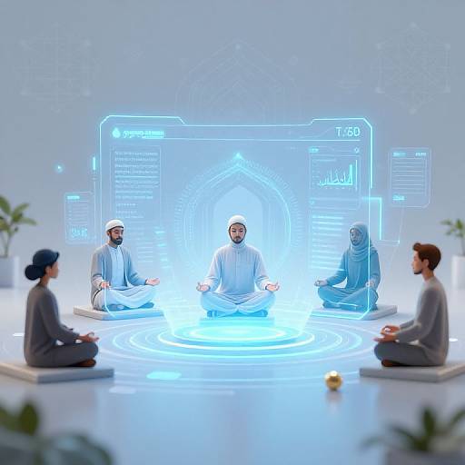 Futuristic Muslim AI Mindfulness Workspace