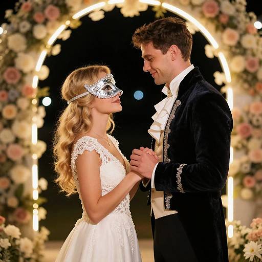 Enchanted Couple in a Floral Frame