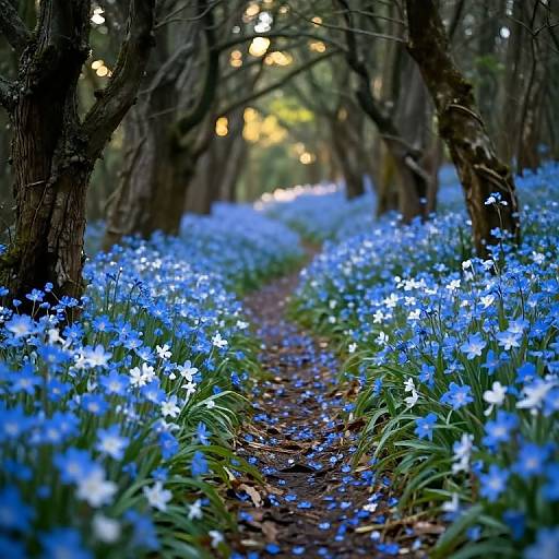 Magical Blue Flower Forest Trail