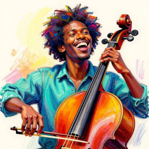 Vibrant Oil Pastel Musician Portrait