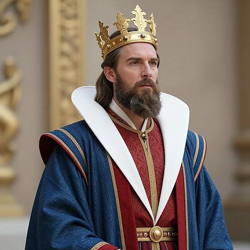 Regal Bearded King in Ornate Robes
